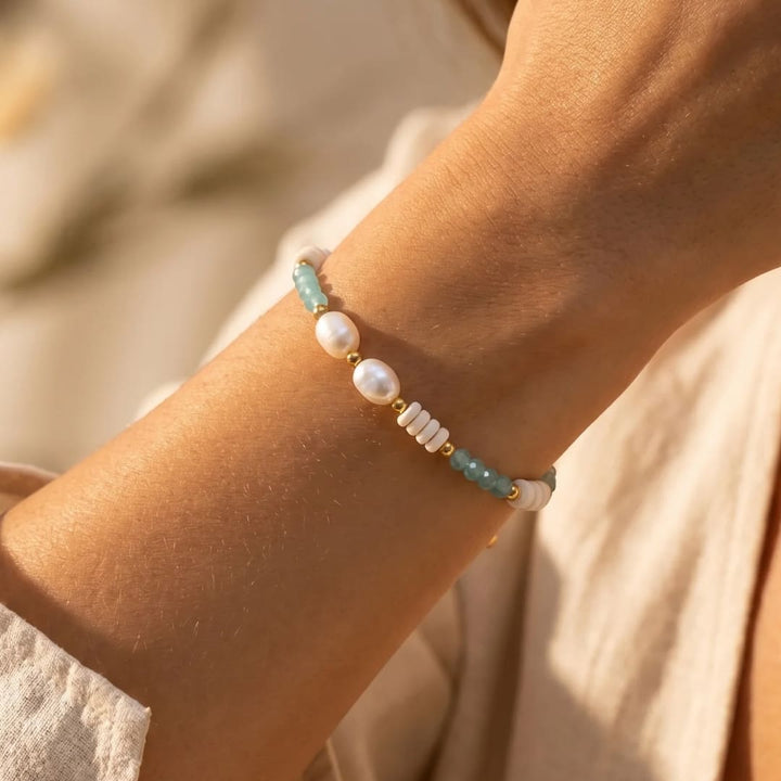 "Peaceful Ocean" Bracelet & Freshwater Pearls
