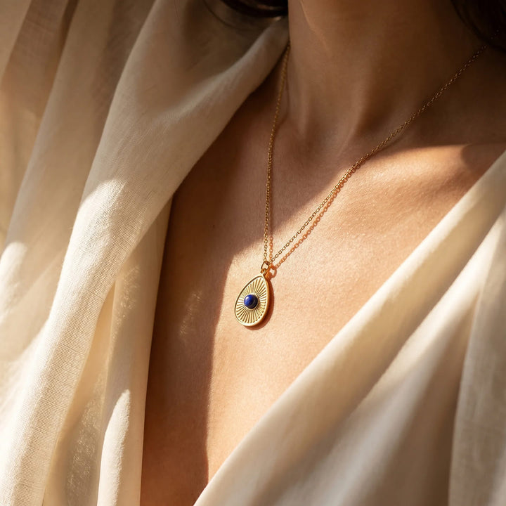 "Guardian Eye" Drop Pendant in Lapis Lazuli