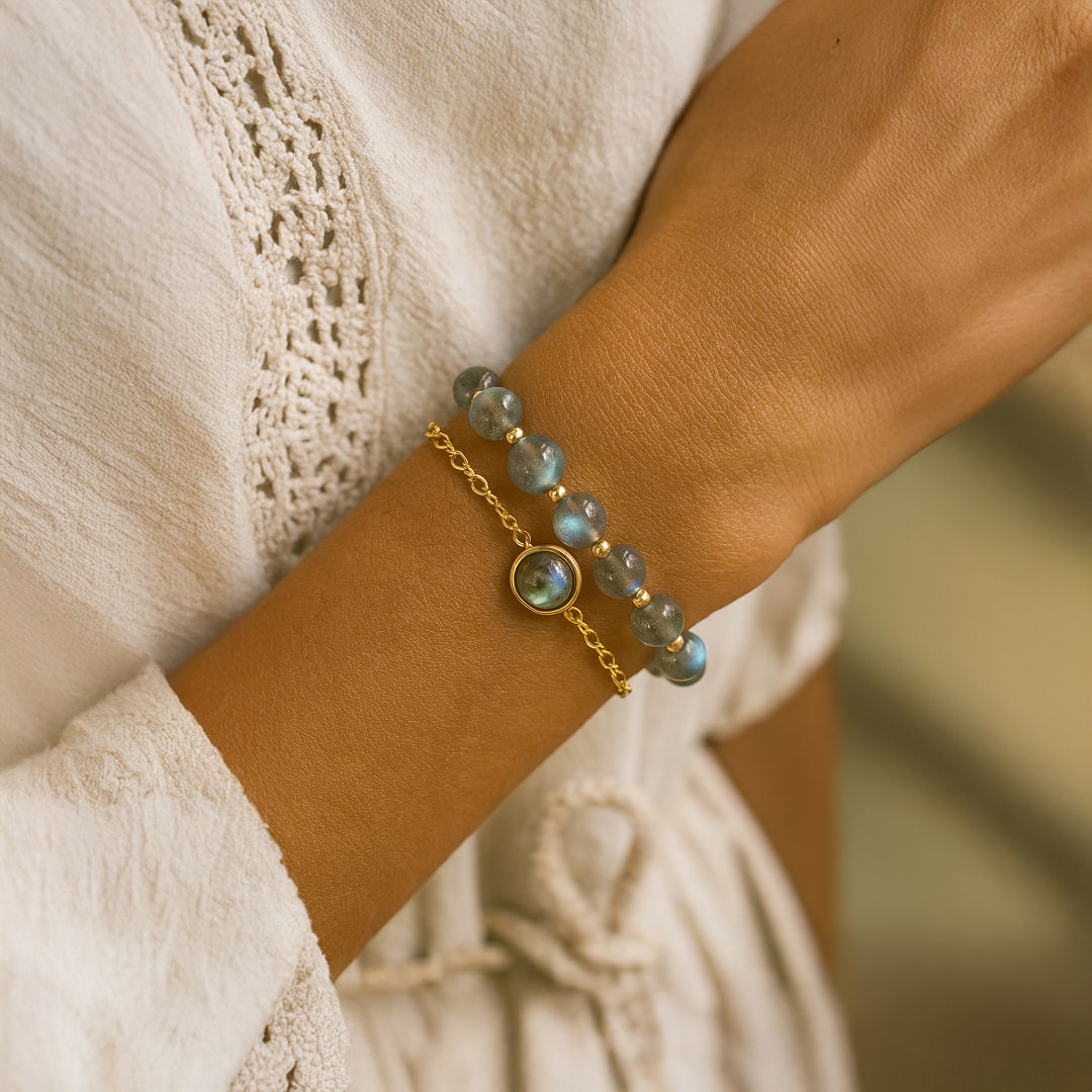 Duo Bracelet "Clarity & Protection" in Labradorite