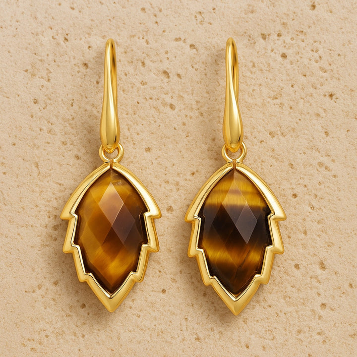 Tree Leaf Earrings in Natural Stone