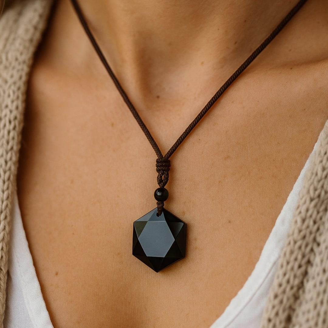 "Star" Pendant in Black Obsidian