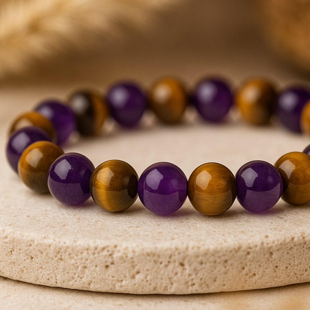 "Deliverance" Bracelet in Amethyst & Tiger's Eye