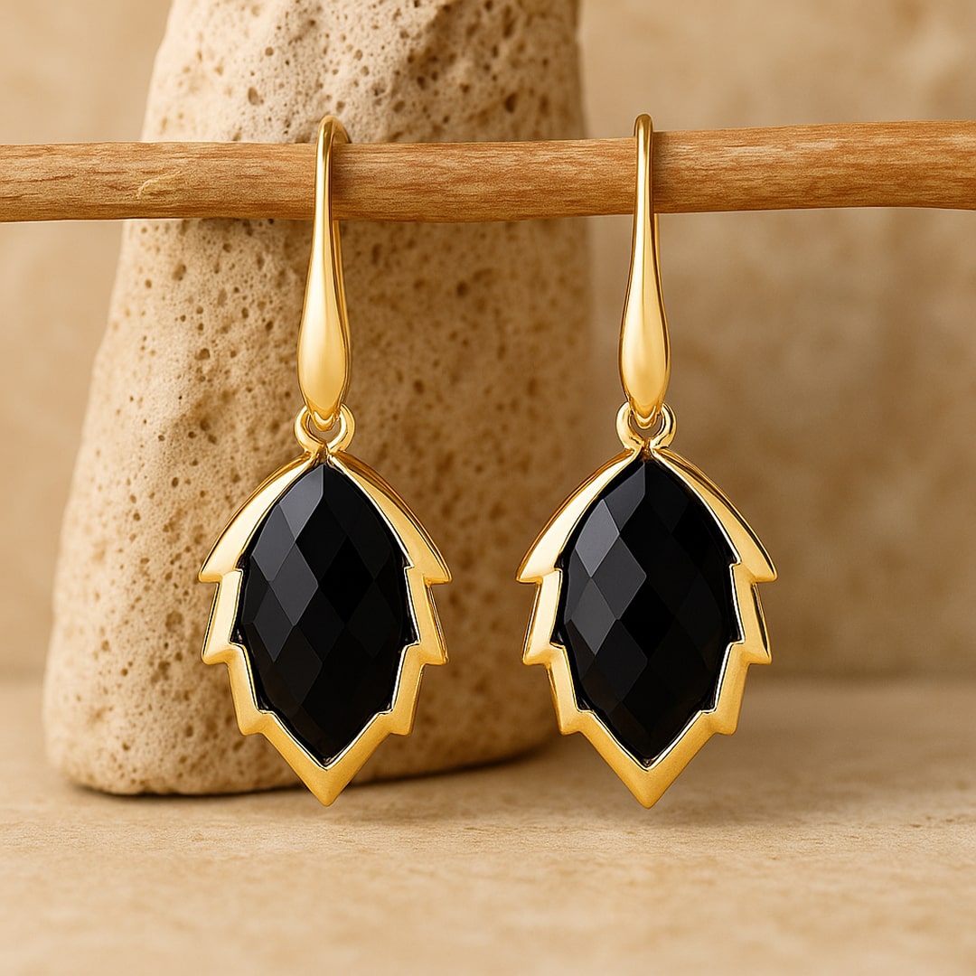 Tree Leaf Earrings in Natural Stone