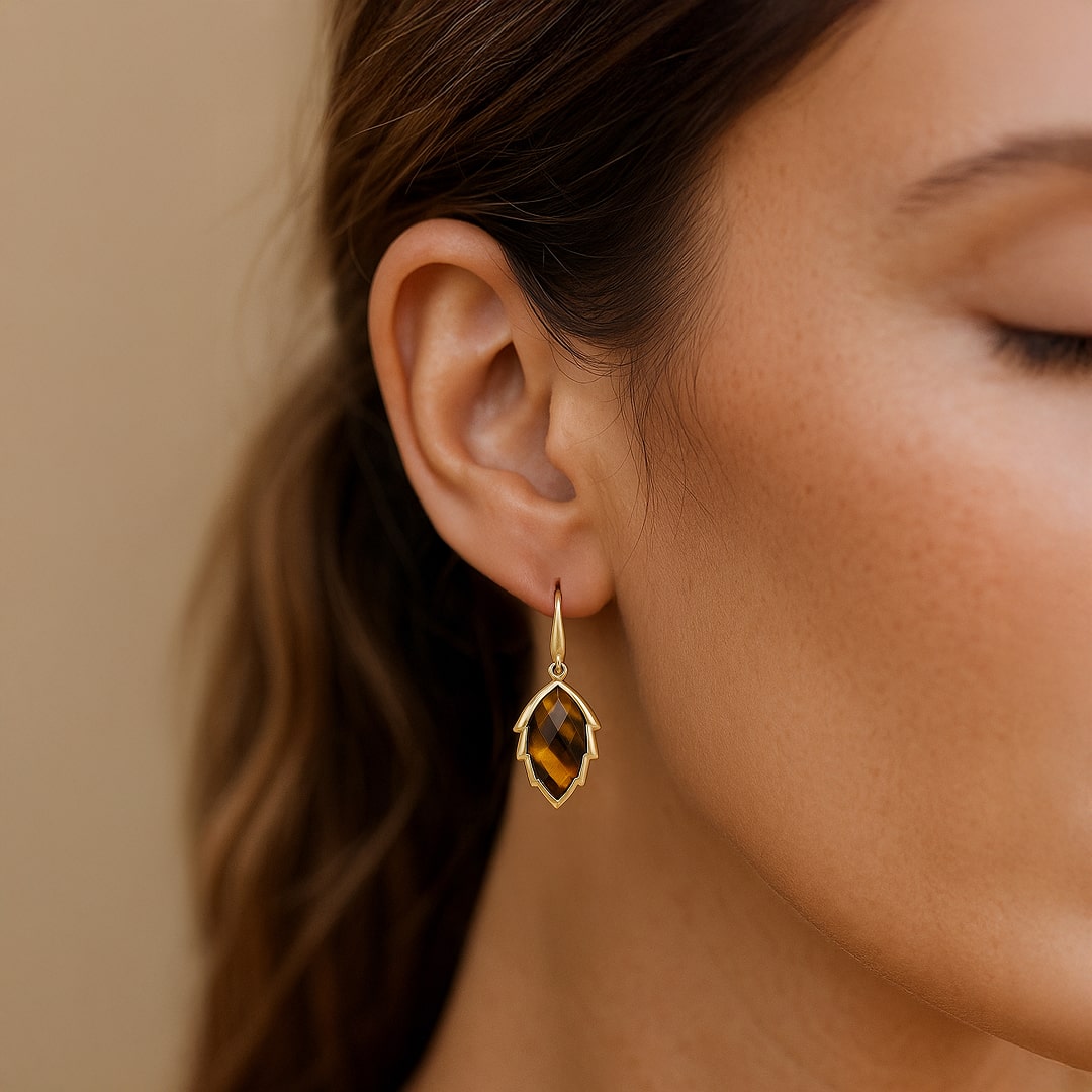 Leaf Earrings from the Tree in Natural Stone