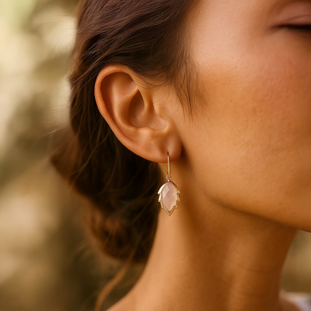 Tree Leaf Earrings in Natural Stone