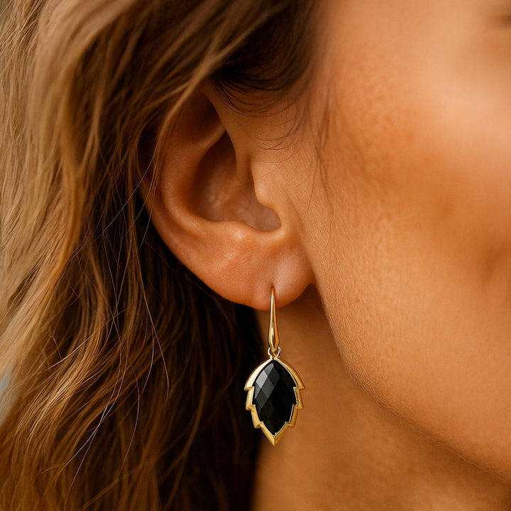 Tree Leaf Earrings in Natural Stone