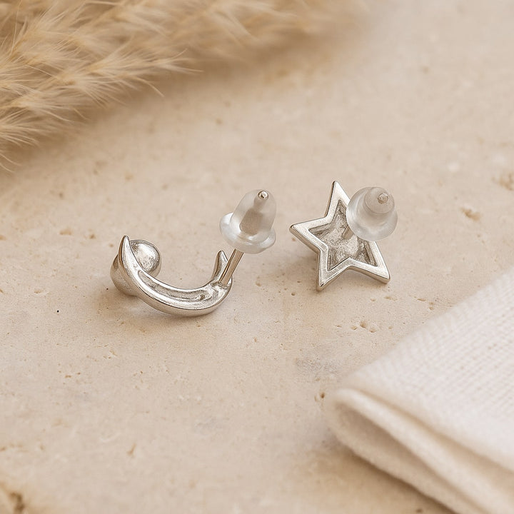 "Luna Star" Earrings in Labradorite & Silver Metal