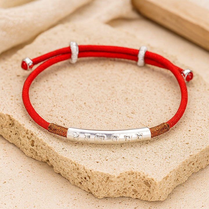 Red Cord Bracelet "Mantra" - Symbolic Good Luck Charm