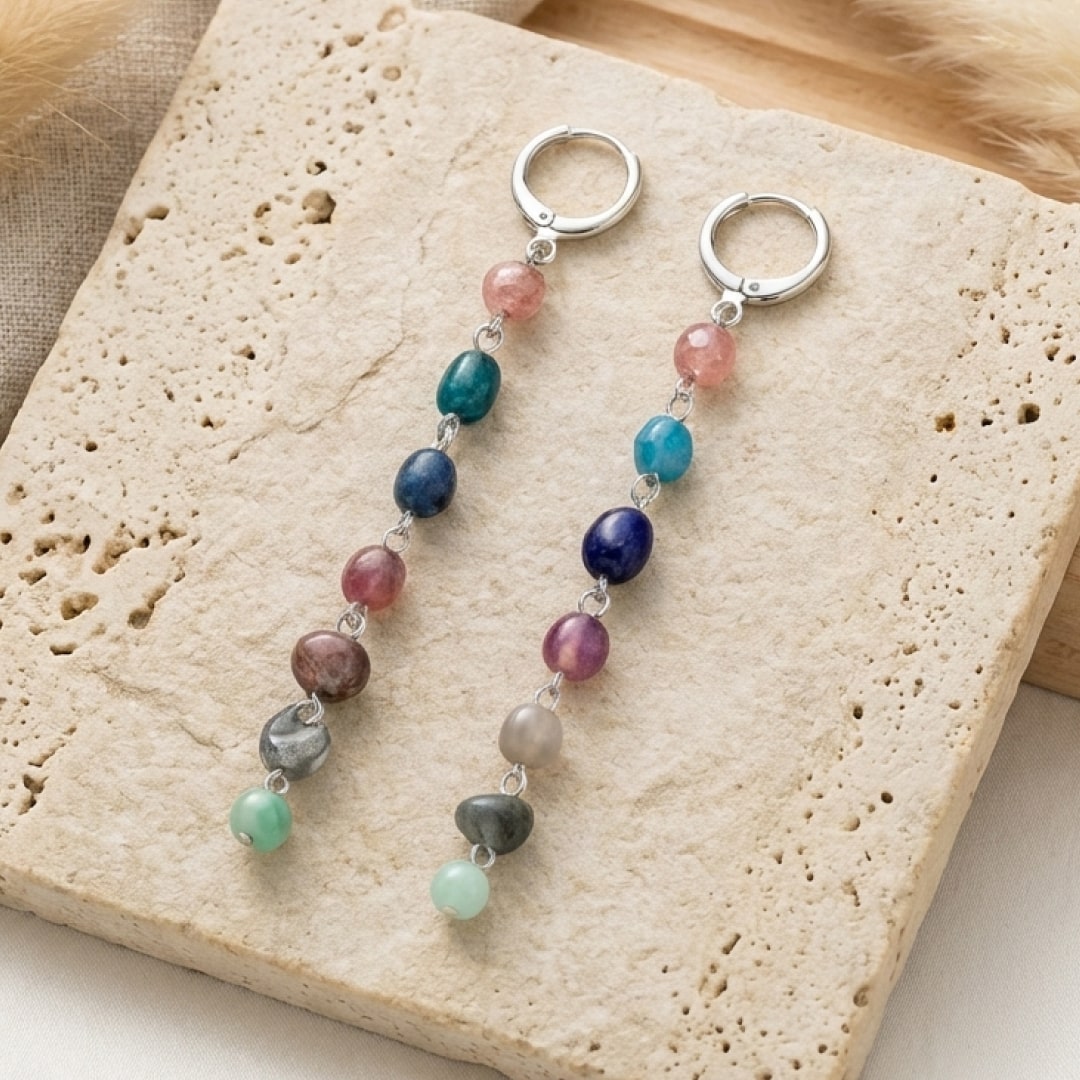 "Earrings 'Wellness Cascade of the 7 Chakras'"