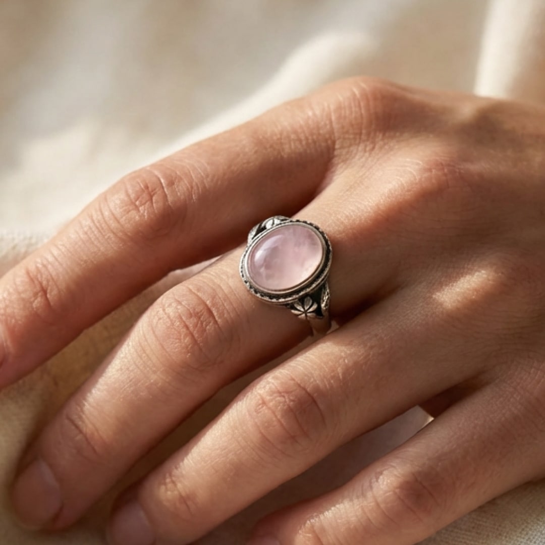 "Sweetness of Love" Ring in Rose Quartz