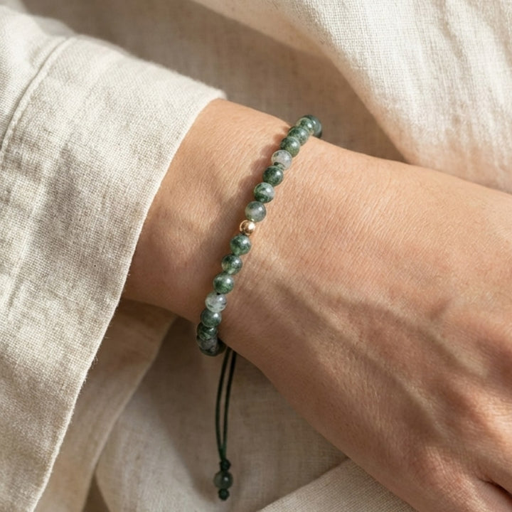 "Serenity" Adjustable Bracelet in Moss Agate