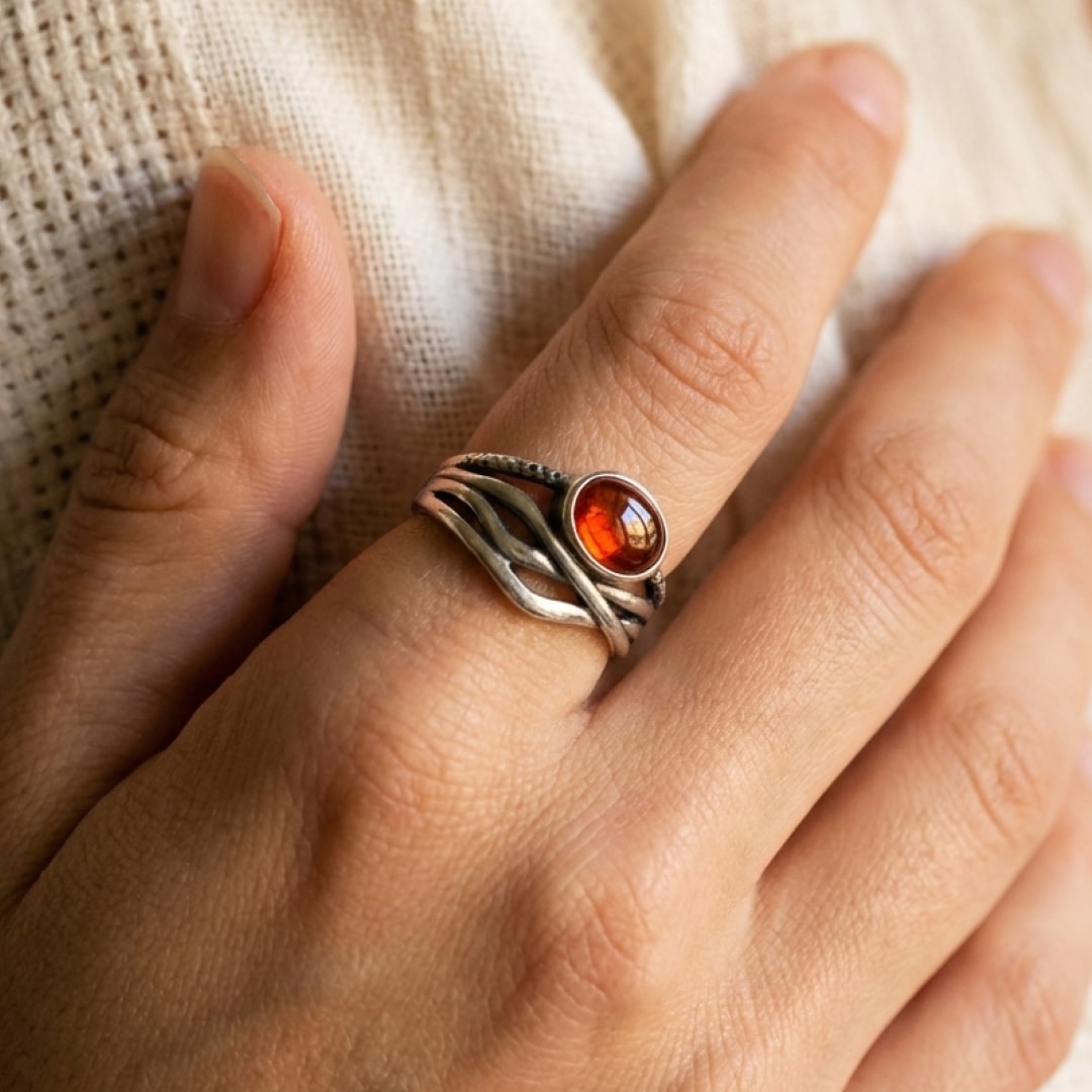 Adjustable Ring "Prema" in Garnet