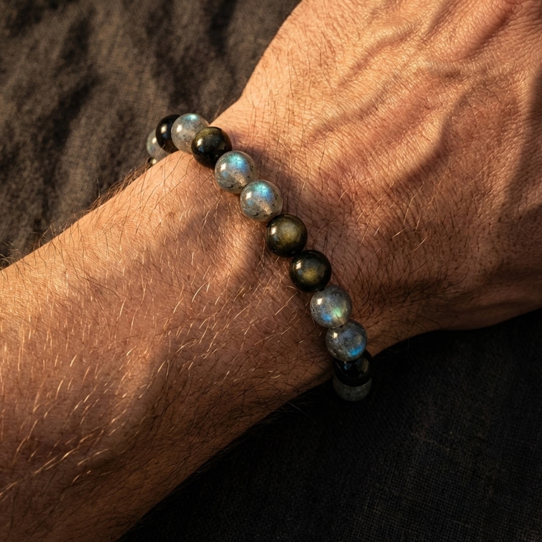 "Spiritual Refuge" Bracelet in Labradorite & Golden Obsidian