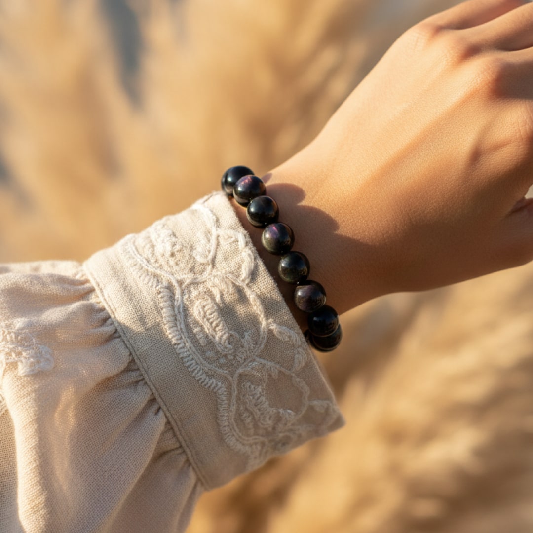 "Guardian Eye" Bracelet in Obsidian Celestial Eye