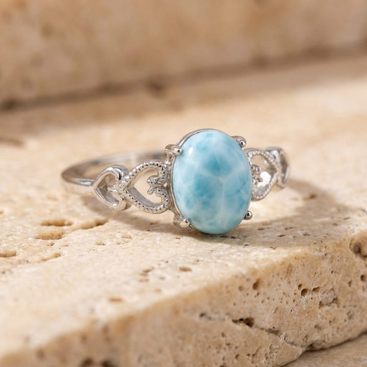 Adjustable "Inner Lagoon" Ring in Larimar Stone