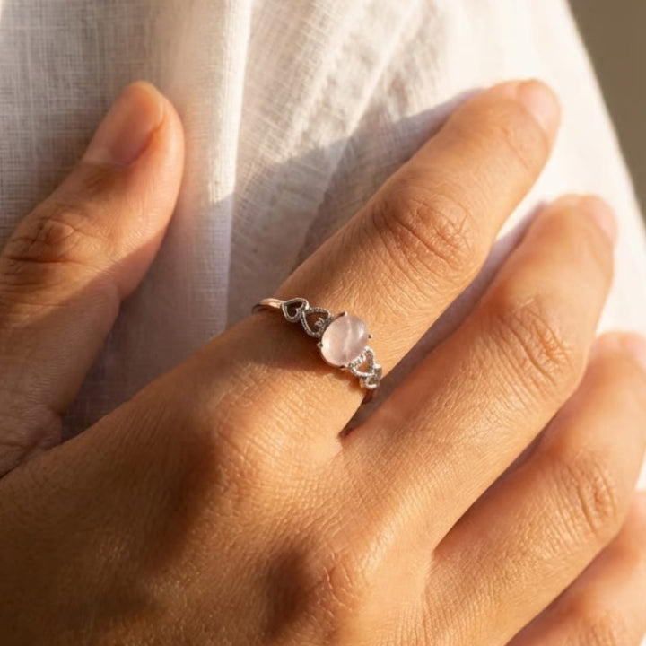 "Serenity Rose" Adjustable Ring in Rose Quartz
