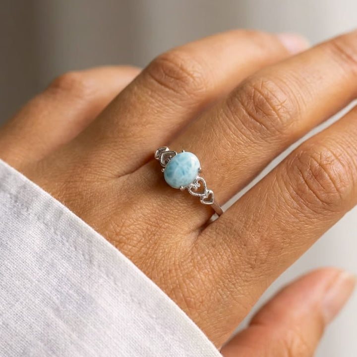 Adjustable "Inner Lagoon" Ring in Larimar Stone