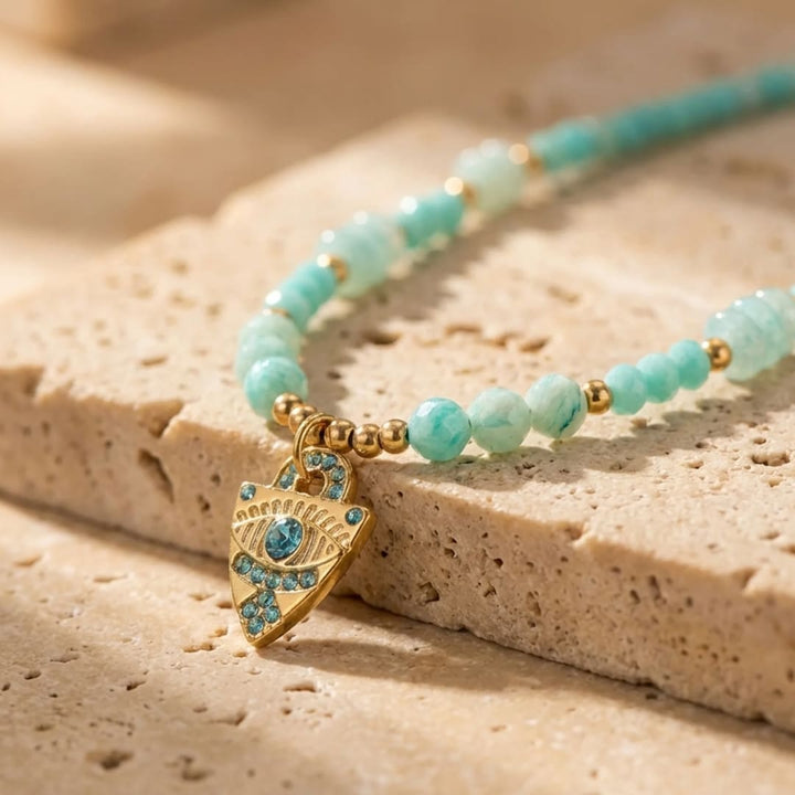 "Protective Eye" Necklace in Amazonite