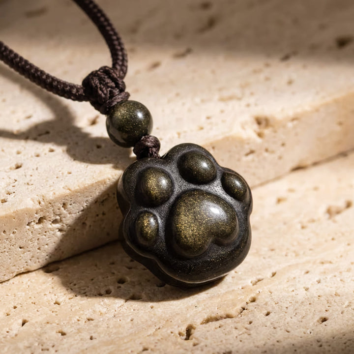"Link Eternal" Paw Pendant in Golden Obsidian