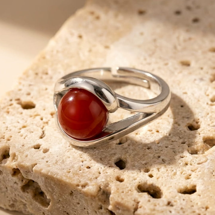 Adjustable Ring "Inner Momentum" in Red Agate