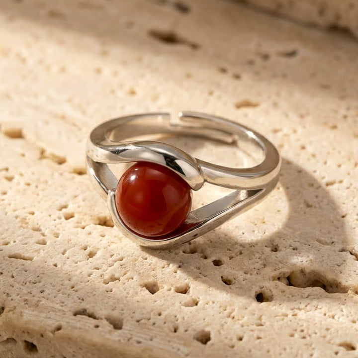 Adjustable Ring "Inner Momentum" in Red Agate