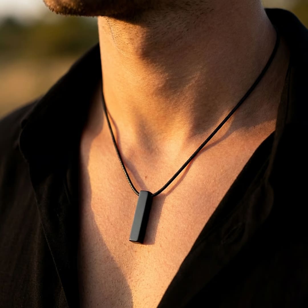 "Protection Stem" Pendant in Black Obsidian