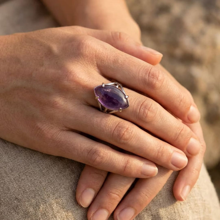 Adjustable "Vision" Ring in Natural Stone
