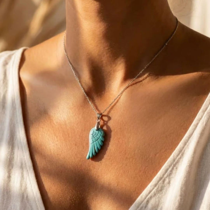 "Angel Wing" Pendant in Natural Stone