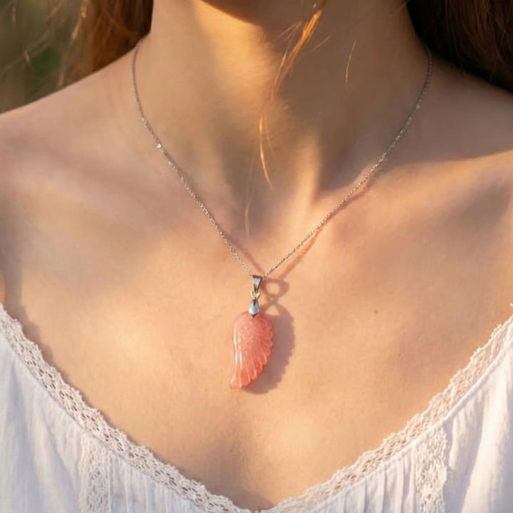 "Angel Wing" Pendant in Natural Stone