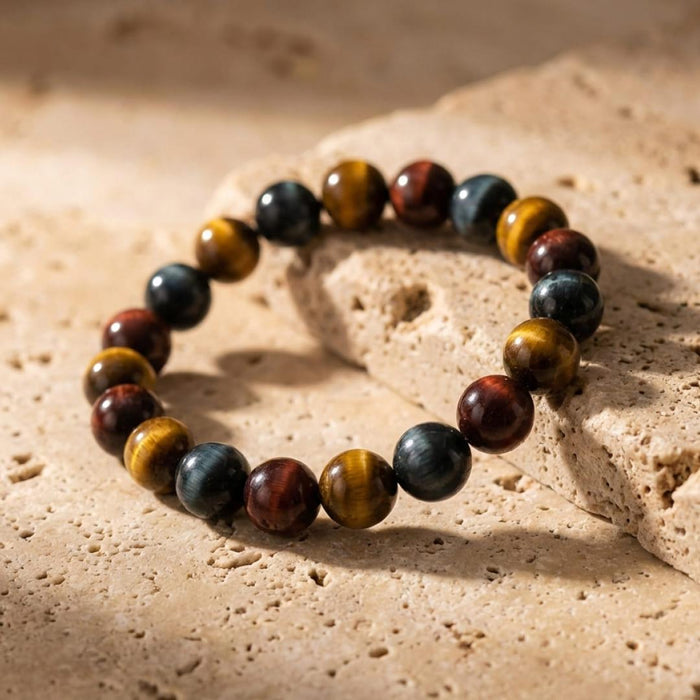 "Multiple Eye" Bracelet in Tiger's Eye, Bull's Eye & Hawk's Eye