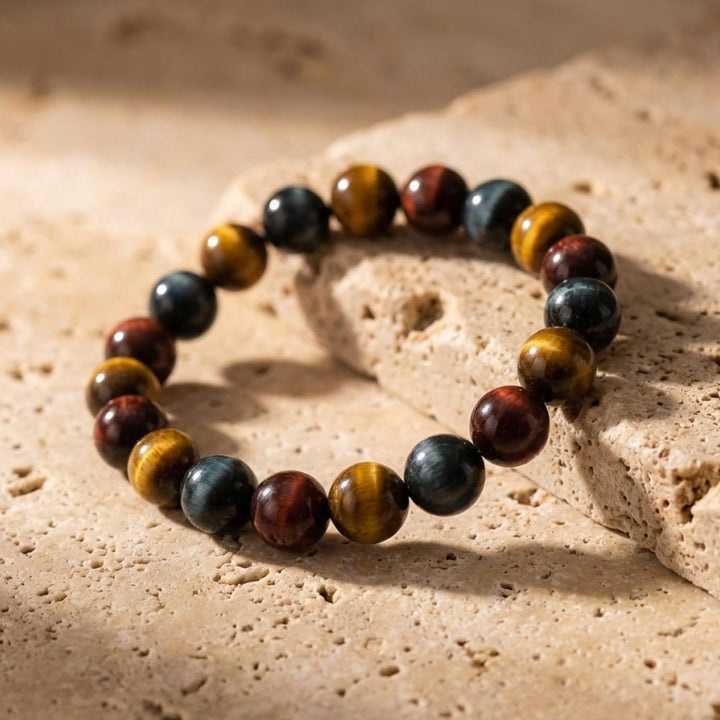 "Multiple Eye" Bracelet in Tiger's Eye, Bull's Eye & Hawk's Eye
