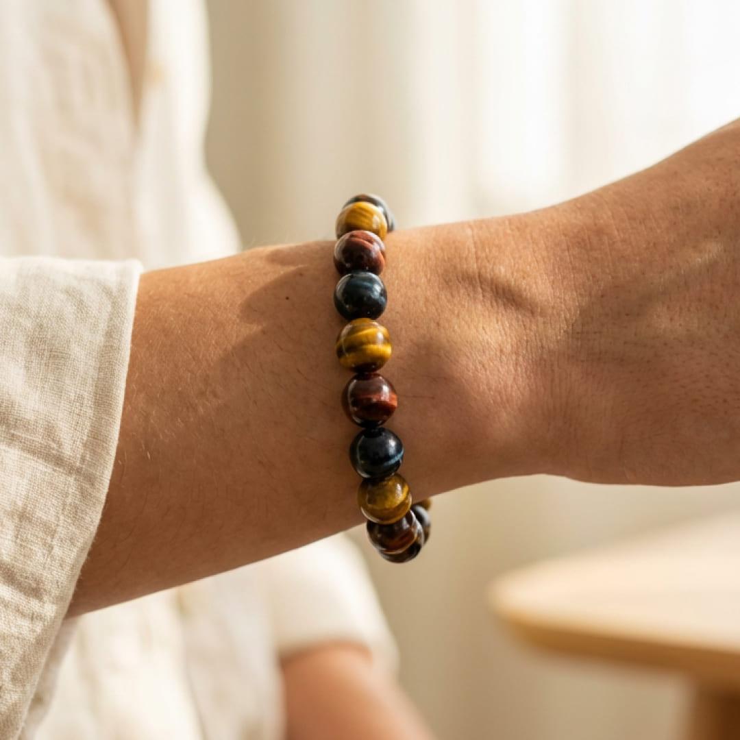 "Multiple Eye" Bracelet in Tiger's Eye, Bull's Eye & Hawk's Eye