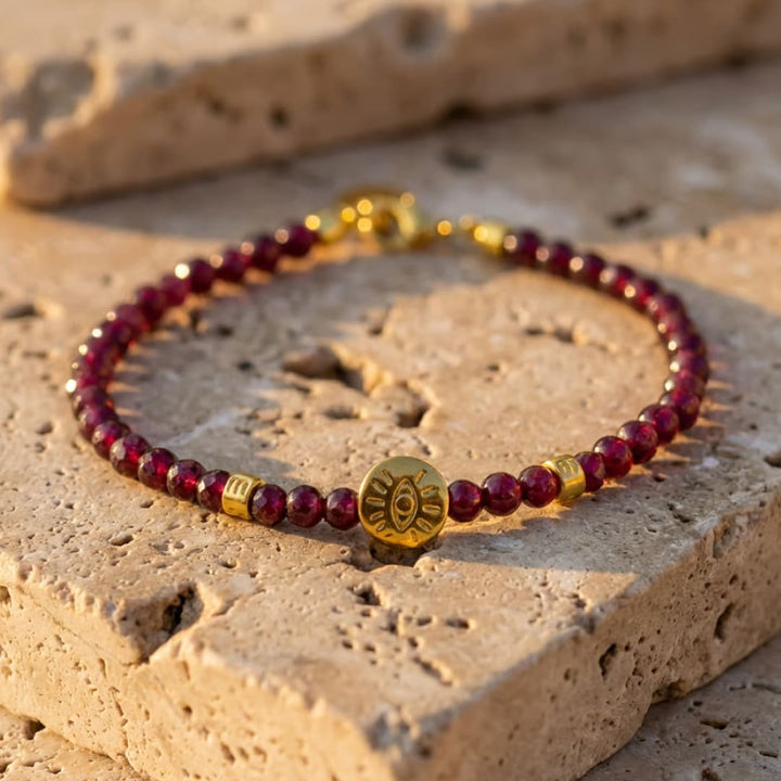 Protective Link Bracelet Evil Eye in Natural Stones