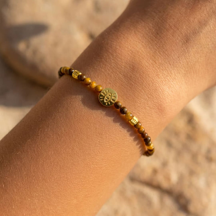 Protective Link Bracelet Evil Eye in Natural Stones