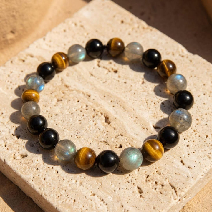 "Ultimate Protection" Bracelet in Tourmaline, Tiger's Eye & Labradorite