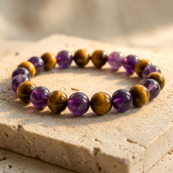 "Deliverance" Bracelet in Amethyst & Tiger's Eye
