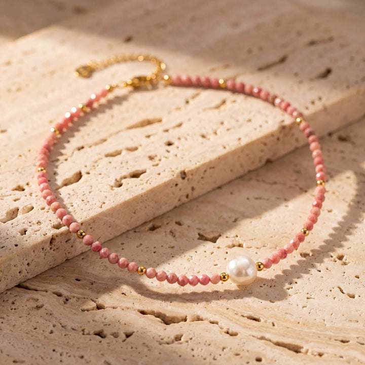 "Pearl of Tenderness" Necklace - Rhodochrosite