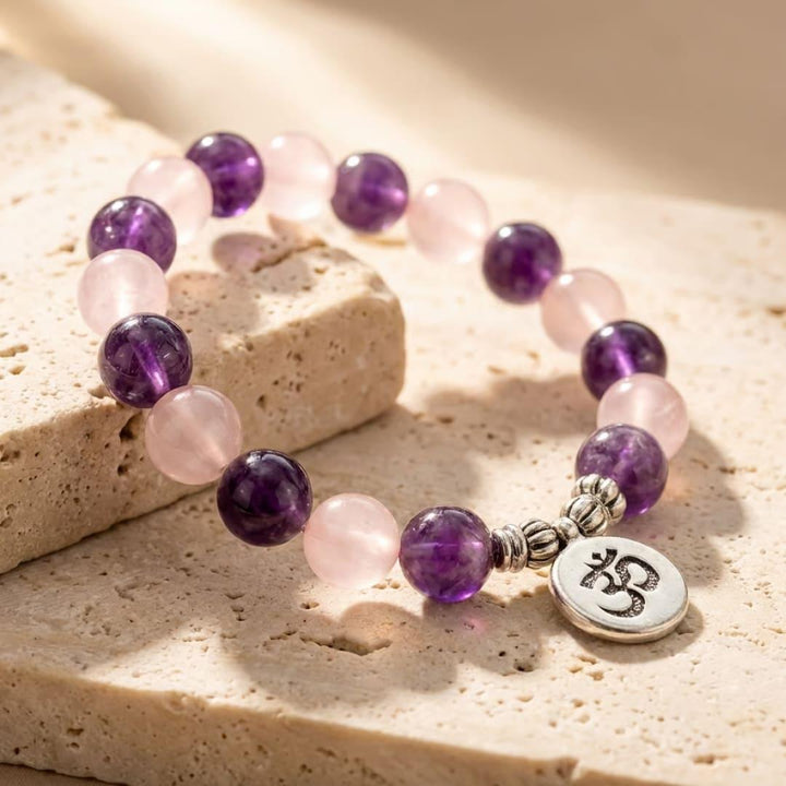 "Love & Spirituality" Bracelet in Amethyst & Rose Quartz