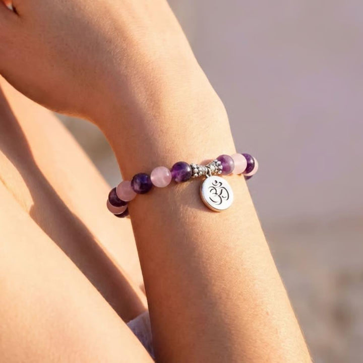 "Love & Spirituality" Bracelet in Amethyst & Rose Quartz