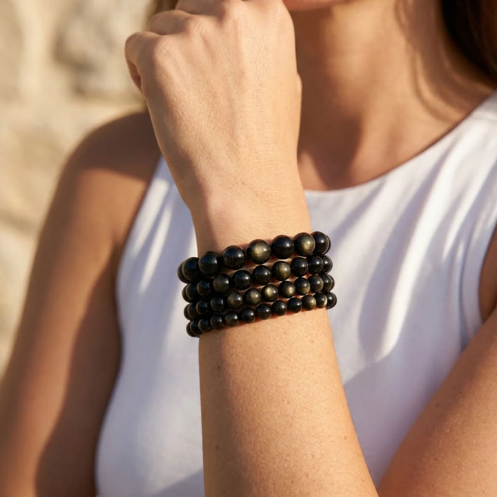 "Halo of Light" Bracelet in Golden Obsidian