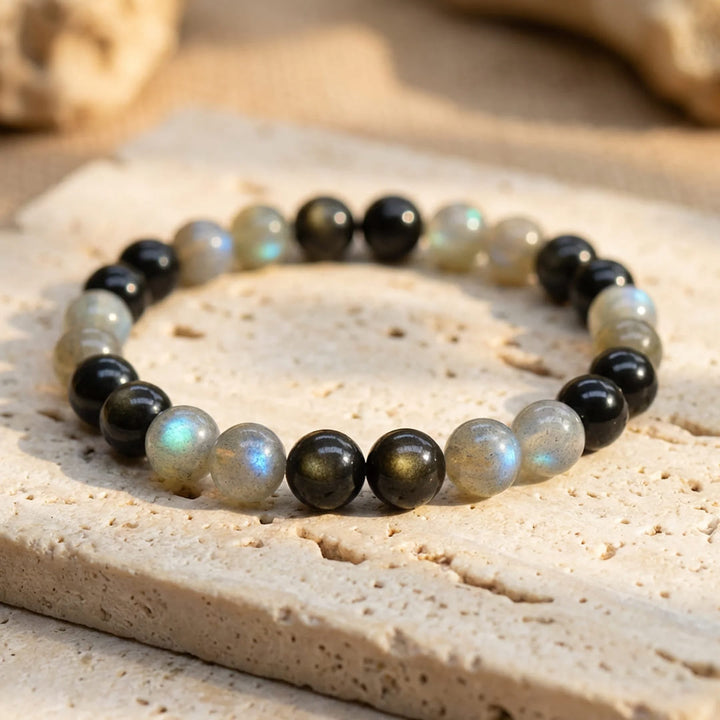 "Spiritual Refuge" Bracelet in Labradorite & Golden Obsidian