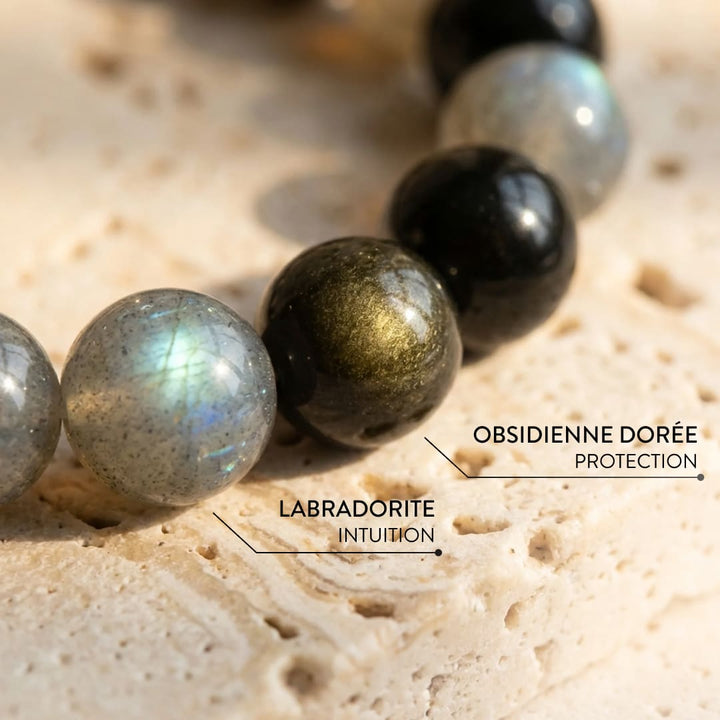 "Spiritual Refuge" Bracelet in Labradorite & Golden Obsidian