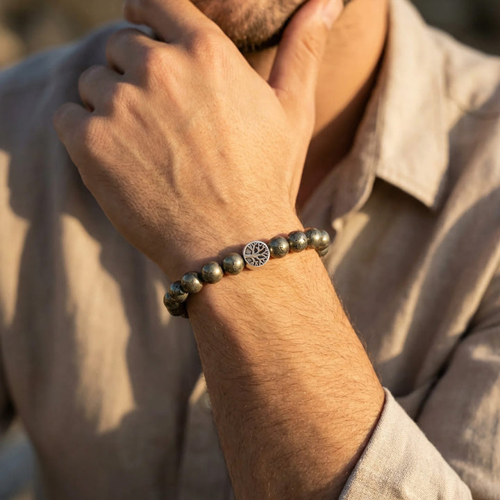 Prosperity Shield Bracelet in Pyrite