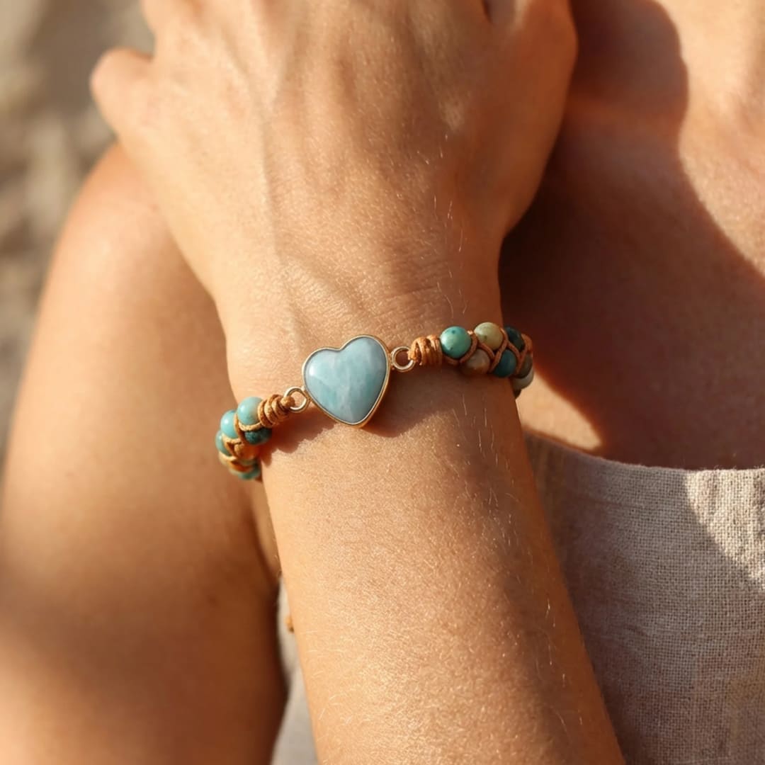 "Woven Heart" Bracelet in Amazonite