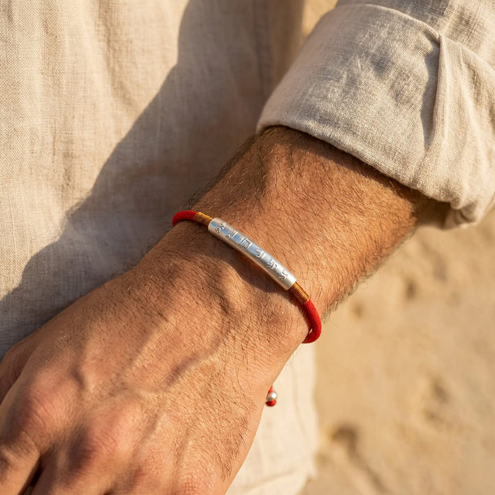 Red Cord Bracelet "Mantra" - Symbolic Good Luck Charm