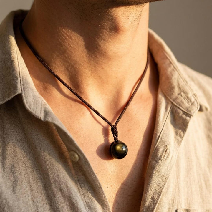 "Sphere" Pendant in Golden Obsidian