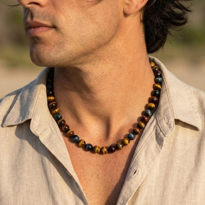"Multiple Eye" Necklace in Tiger Eye, Hawk Eye & Bull Eye