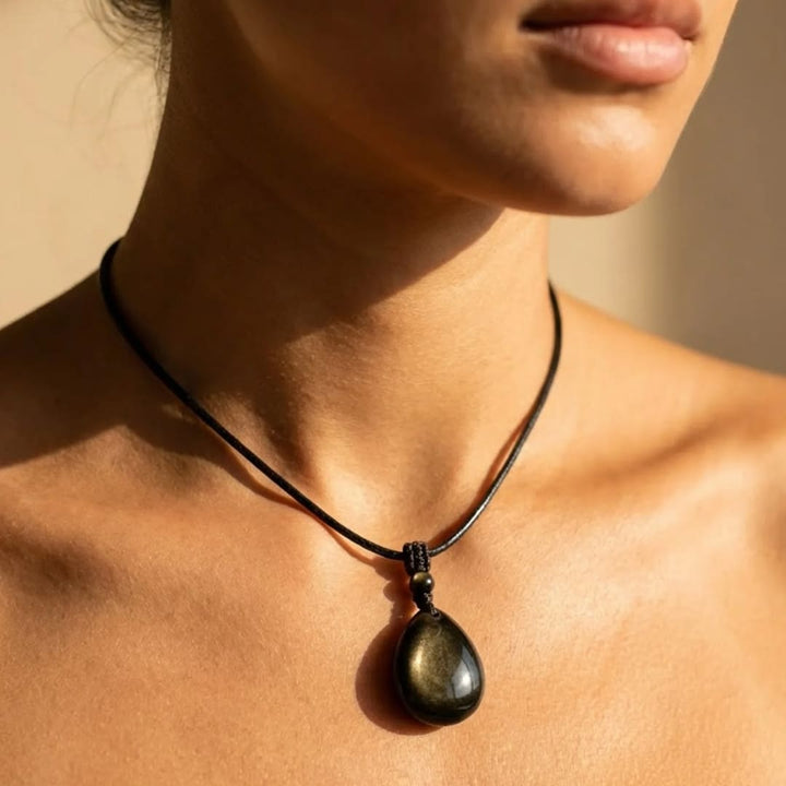 Drop Pendant "Inner Strength" in Golden Obsidian