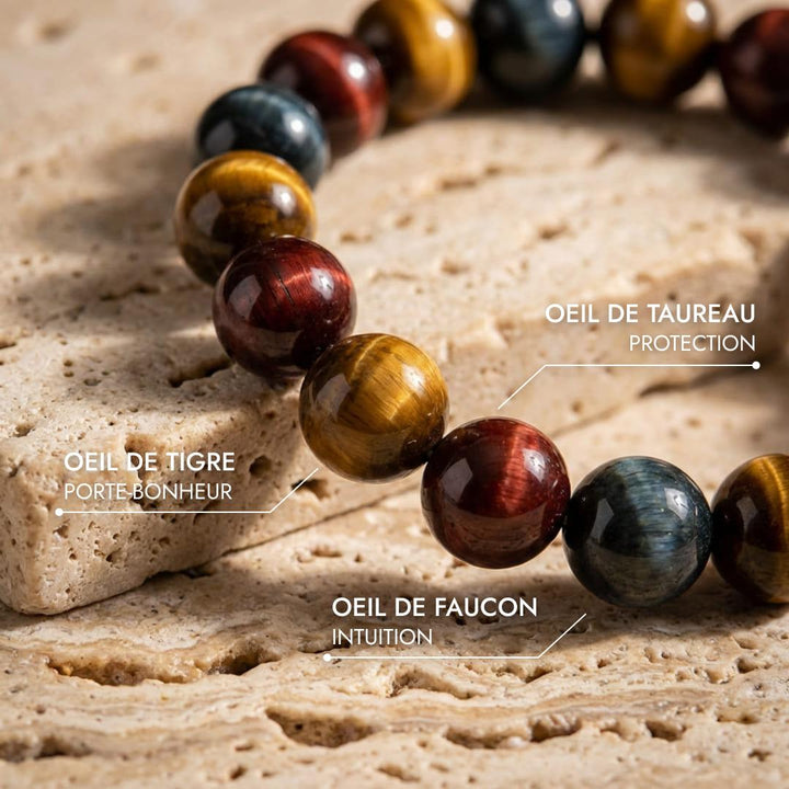 "Multiple Eye" Bracelet in Tiger's Eye, Bull's Eye & Hawk's Eye