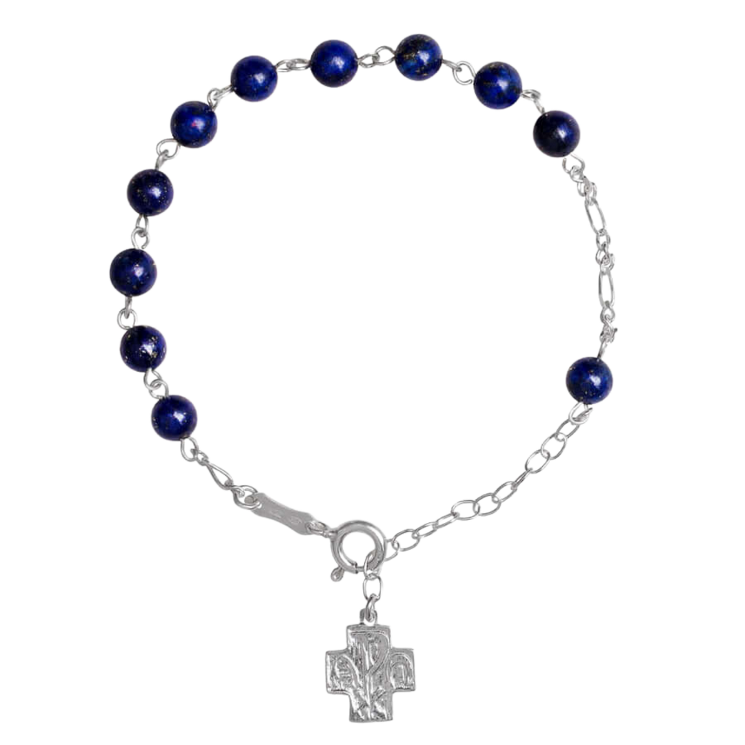 ROSARY BRACELET LAPIS LAZULI - SILVER